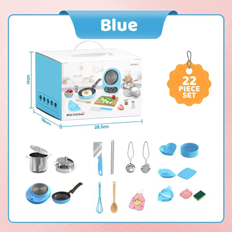 👧🏻 60% OFF NOW! 🎉 Kids' Realistic Mini Kitchen Set – 22 PCS, Sound & Light, Educational Play 🍳📦