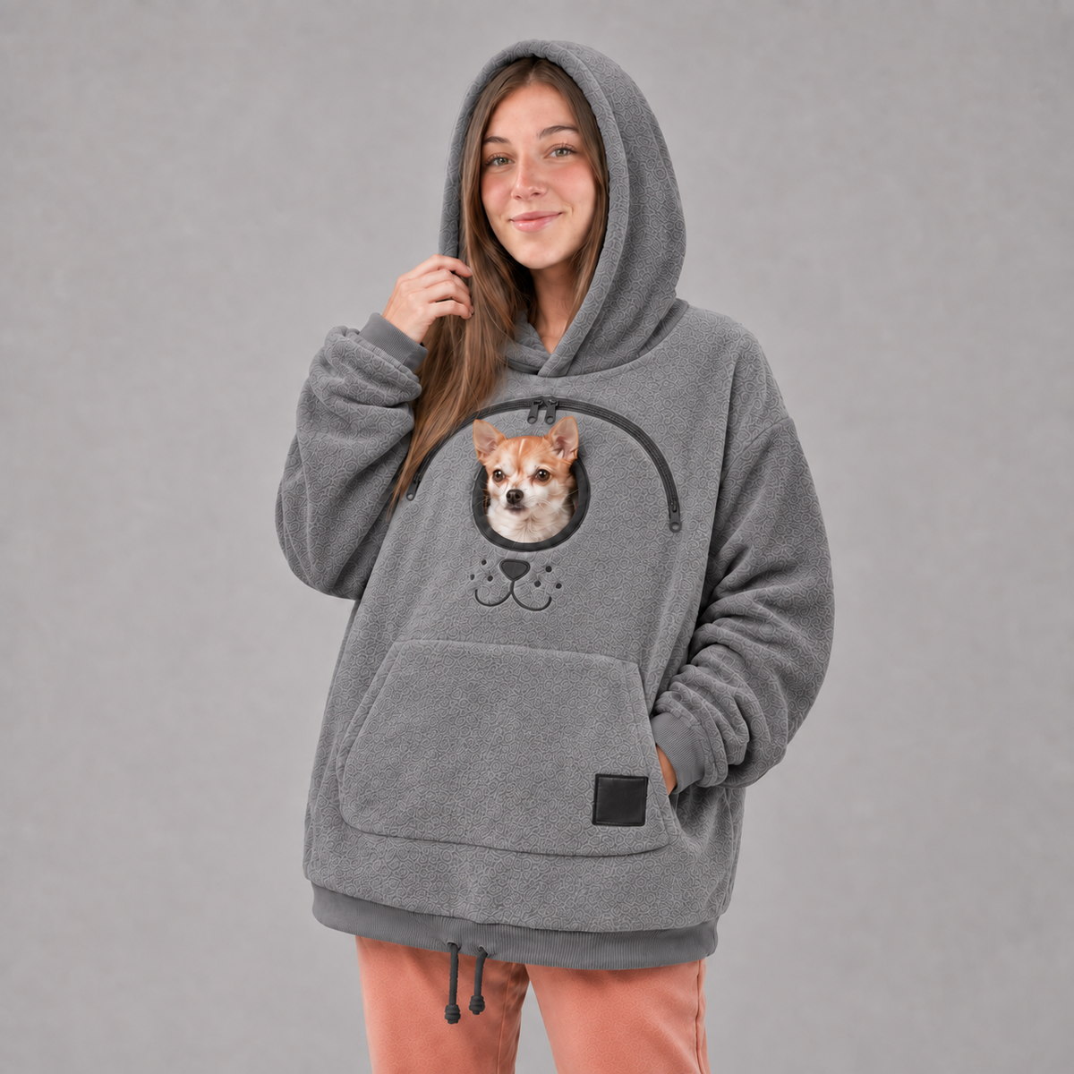 ⏰Last Day Hot Sales - 50% OFF😍2026 A must-have for pet lovers 🐾 Cozy Fleece Pet Bonding Pouch Hoodie – Warm & Supportive Small Pet Carrier Clothing🐶🐱