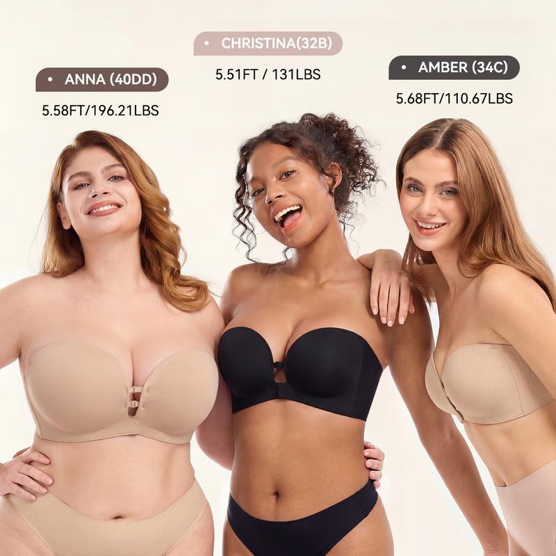 👙Last Day 50% Off🤍Women’s Seamless Front Closure Strapless Bra, Ultra Soft Moisture-Wicking Invisible Everyday Bra