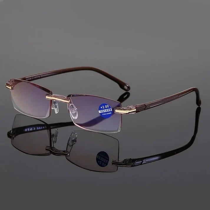 ๐ Crystal Clear Reading Glasses โ Lightweight Frameless Design with Premium Diamond-Cut Finish โจ
