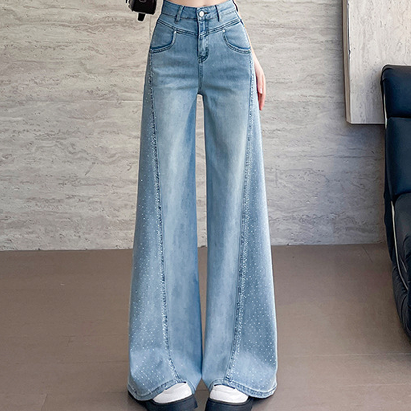 Women's Rhinestone-Embellished Wide-Leg Jeans