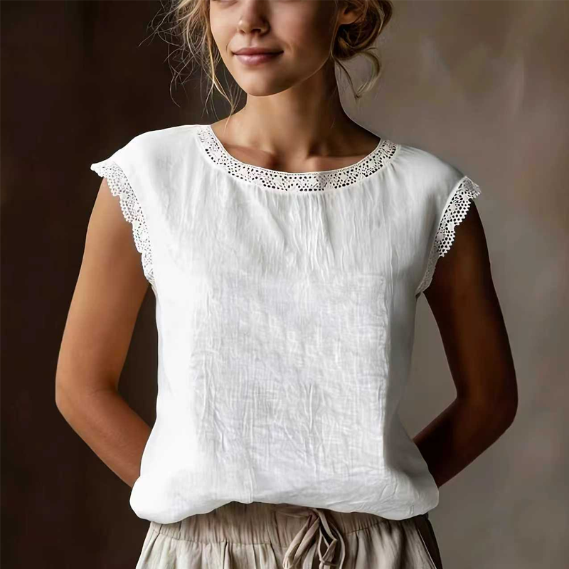 Women's Lace Trim Sleeveless Blouse