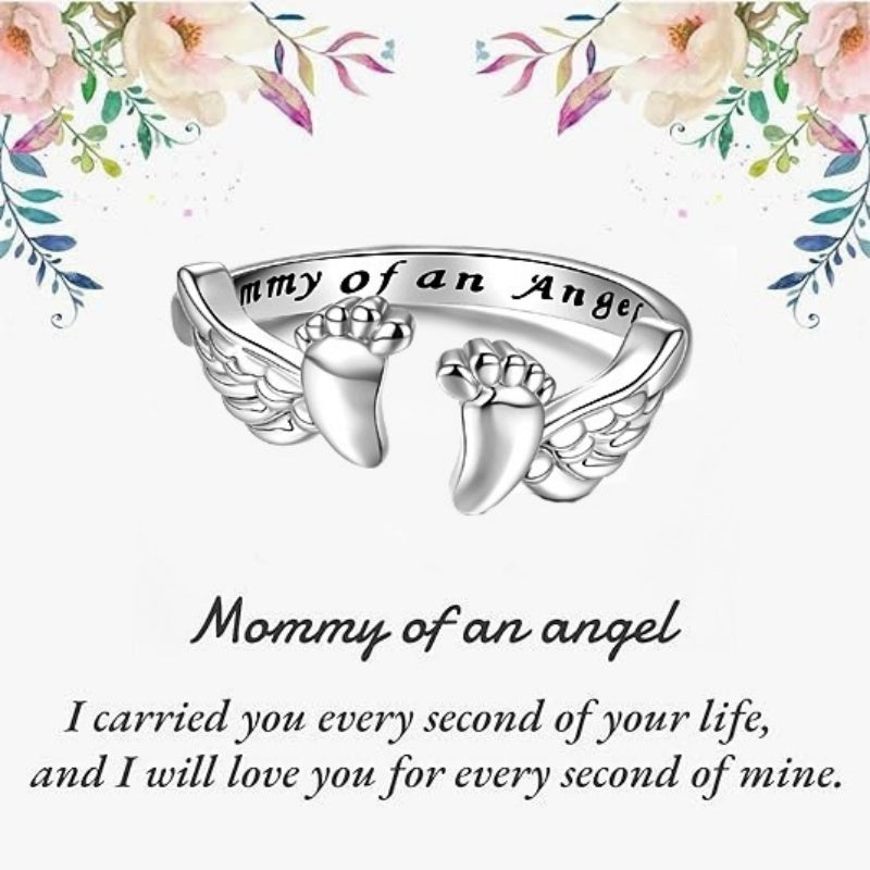 "Mommy of an Angel" Footprint Memorial Ring