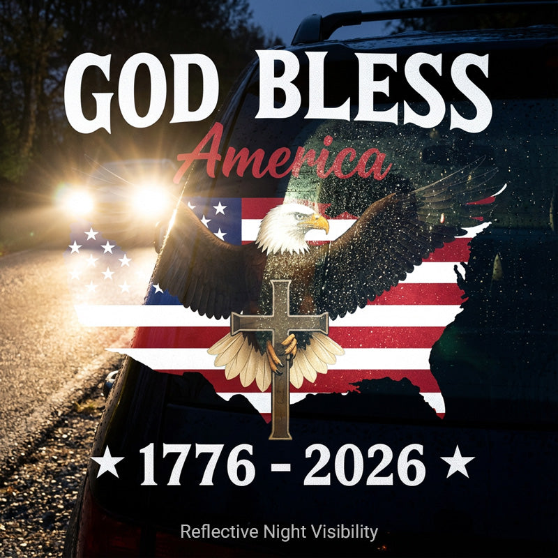 Patriotic Eagle & Cross Car Sticker