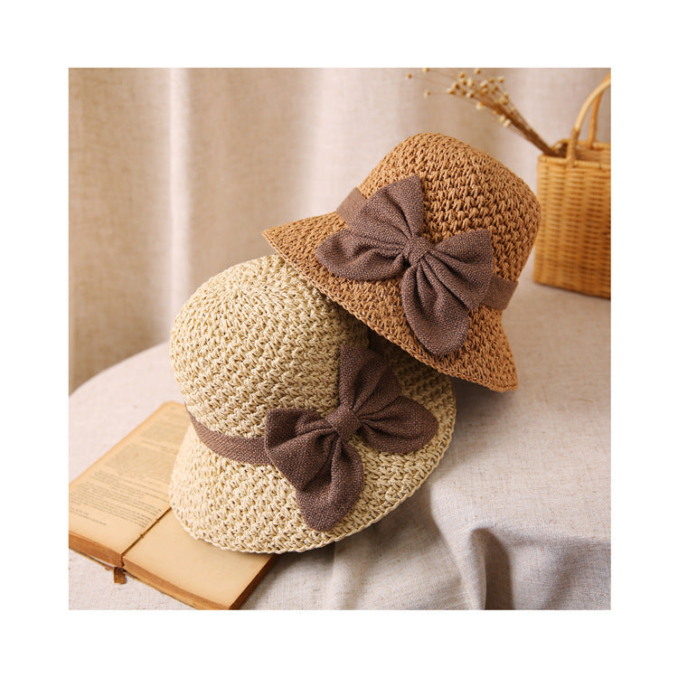 ๐ 50% DISCOUNT ๐ | Straw Hat with Retro Bow โ Foldable & Breathable for Summer