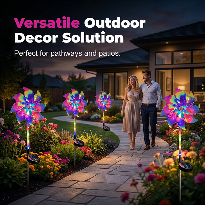 🔥Summer Hot Sale 50% OFF✨ Solar Powered Rainbow Pinwheel Garden Light