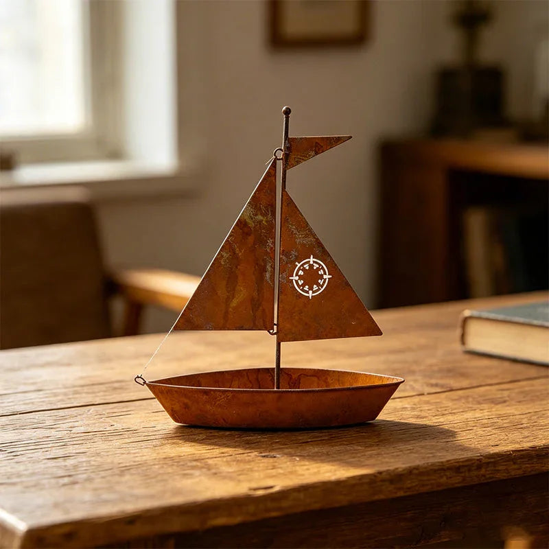 ⛵ 50% OFF NOW! 🌱 Rustic Sailboat Metal Planter – Handcrafted, weather-resistant & perfect for succulents, herbs or flowers – charming garden or shelf decor 🏡