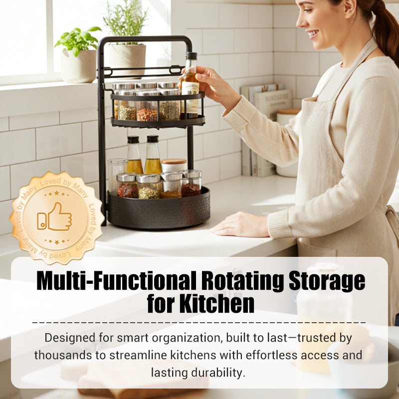 🔥2026 Hot Sale 50% OFF✨⚡ 50K+ SOLD! 🎁Multi-Functional Rotating Storage for Kitchen Perfect For Spices, Jars, Bottles & Condiments! 🍾✨🌿