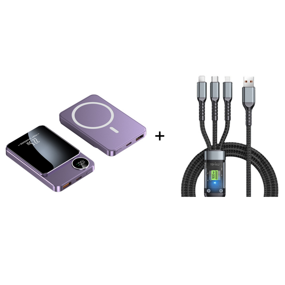 🔋⚡ 22.5W power bank – magnetic, slim, charges 3 devices at once!