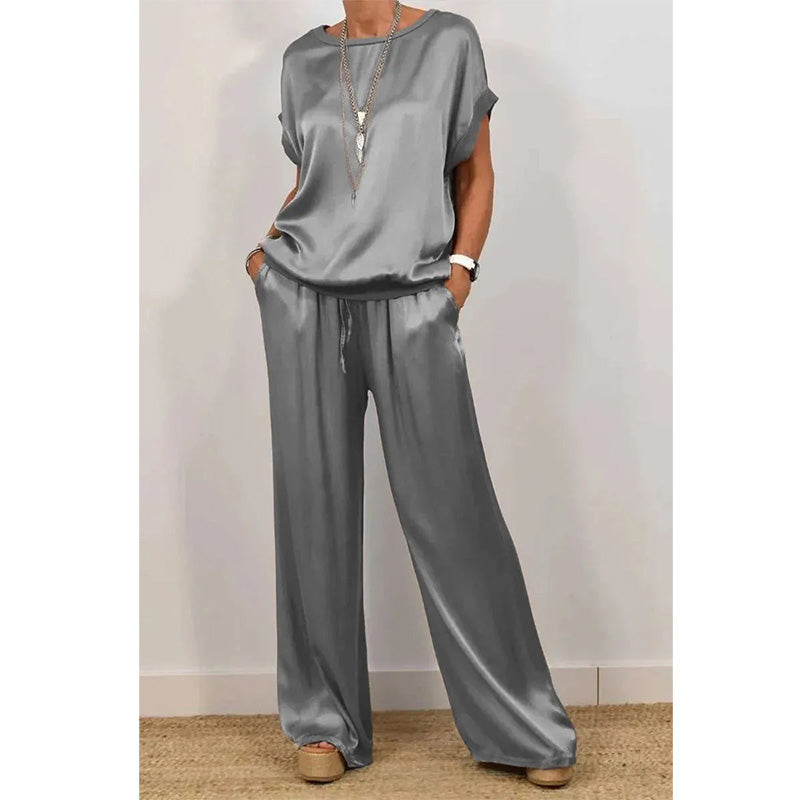 Women's Elegant Top & Wide-Leg Pant Set