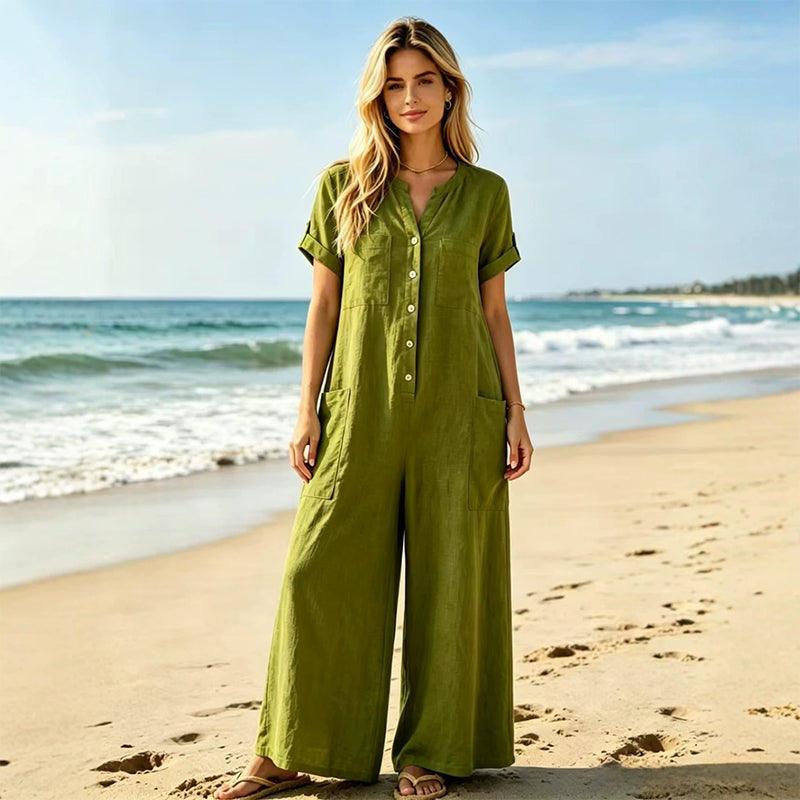🌿50% Off on the Last Day-Women's Casual Short Sleeve Wide-Leg Jumpsuit