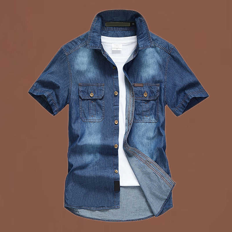 ๐ Menโs Washed Denim Shirt โ Rugged Charm, Effortless Cool ๐