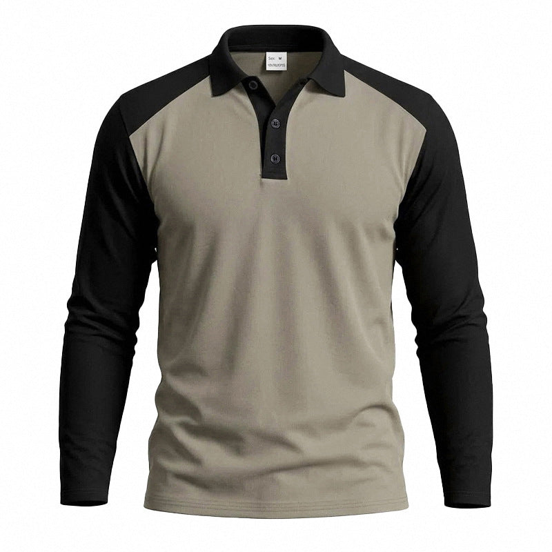 Men's Casual Color-Block Long Sleeve Shirt