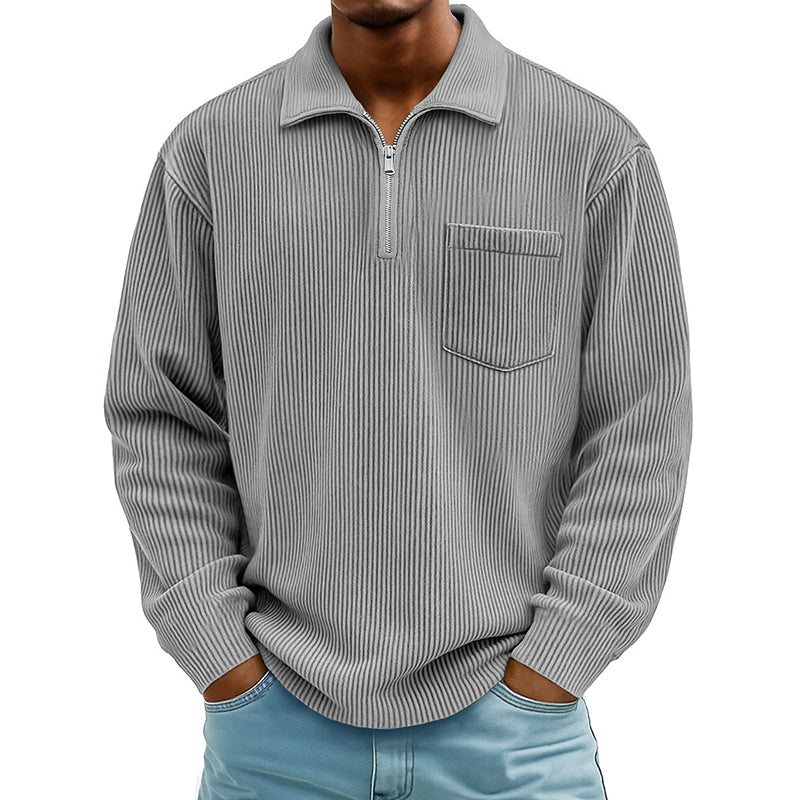 ๐ Men's Casual Ribbed Half Zip Sweater โ Smart Comfort for Cooler Days