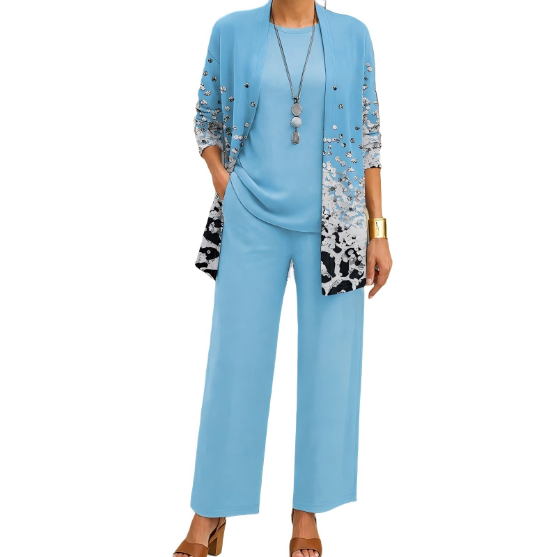 🌸 Women’s Elegant Printed 3-Piece Set – Effortless Style, Perfectly Coordinated