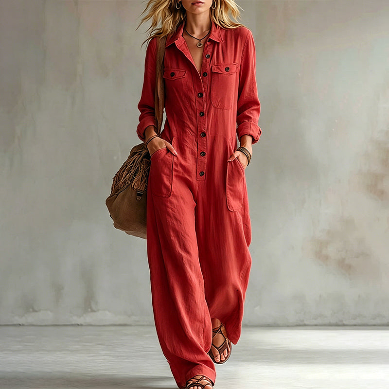 ✨ Effortless Everyday Style | Women's Relaxed Wide-Leg Cargo Jumpsuit