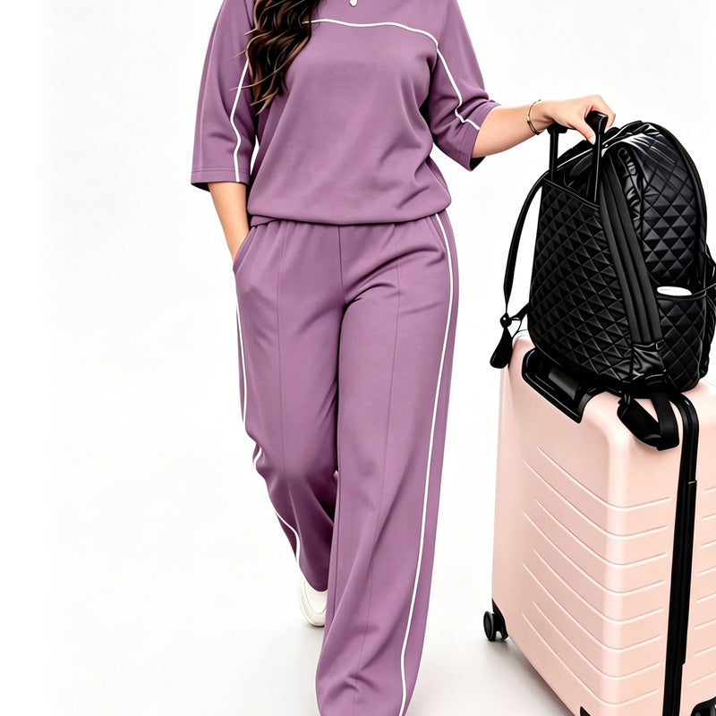 ✨ Easy Everyday Comfort | Women's Relaxed Short-Sleeve Top & Pants 2-Piece Set