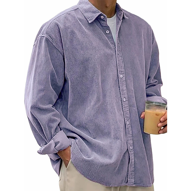 🧶 Vintage Texture, Easy Layers | Men's Relaxed Corduroy Button-Up Shirt