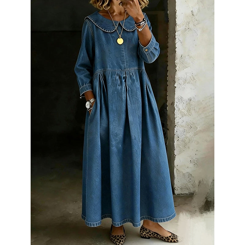 ✨ Easy Everyday Comfort | Women's Loose Long-Sleeve Maxi Dress with Pockets