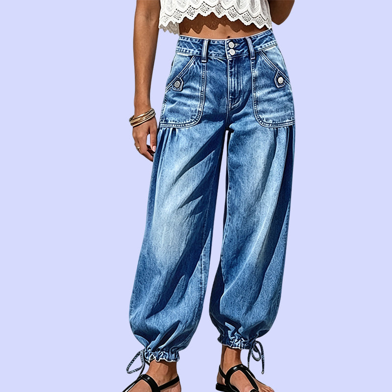 ๐ Shape It Your Way | Women's High-Waisted Adjustable-Hem Barrel Jeans