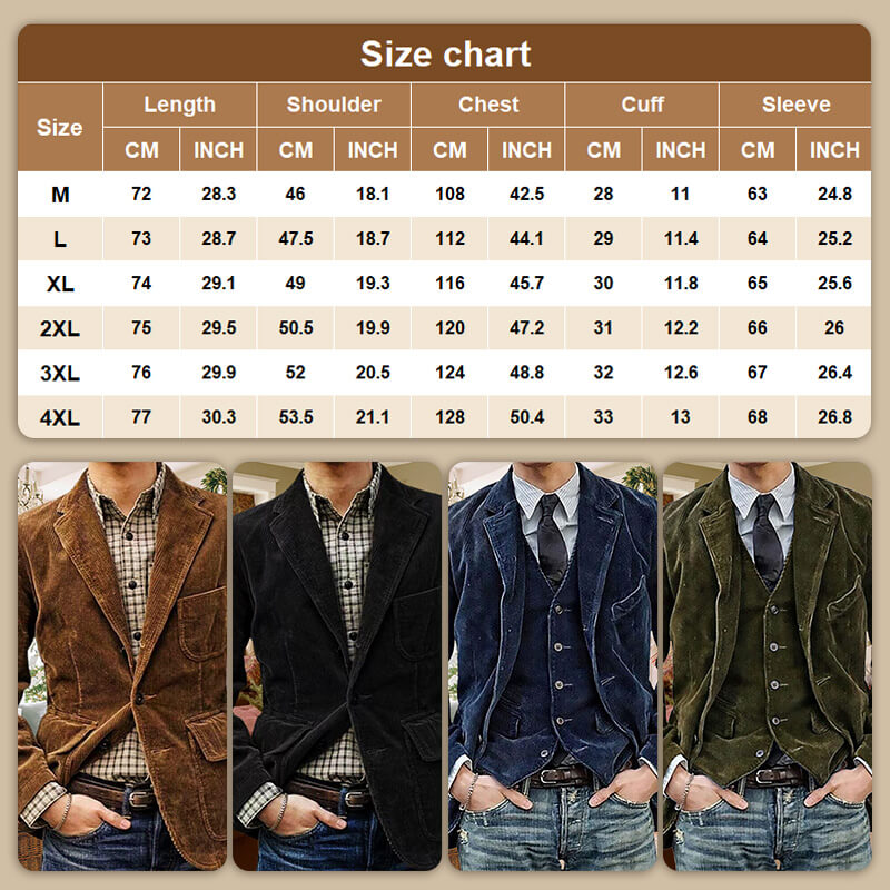 Men's Winter Fleece Corduroy Blazer