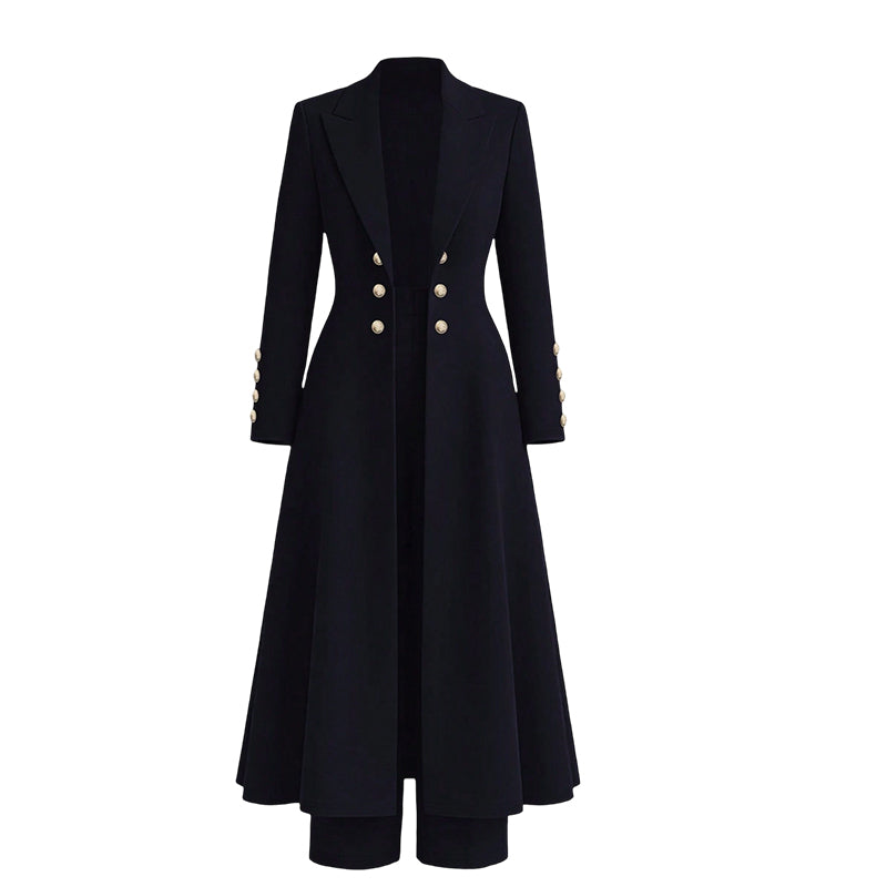 ⏰ 💖Black Friday Mega Deal – 50% off!💖✨Women's Elegant Autumn 2 Piece Outfit Set with Retro Long Sleeve Coat and Simple Trousers