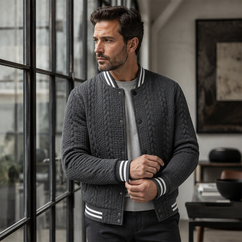 Men's Casual Jacquard Baseball Jacket