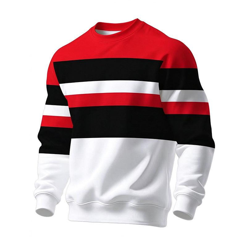 ๐ Exclusive Deal ๐งถ Men's Casual Crewneck Striped Sweatshirt โจ soft fabric, crew neck, striped casual pullover