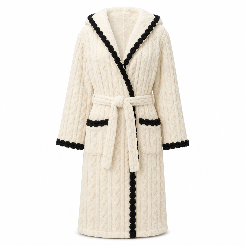 ๐ Thick Long Sleeve Knit Plush Bathrobe