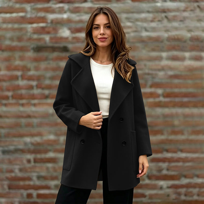 Women's Double-Breasted Lapel Collar Overcoat