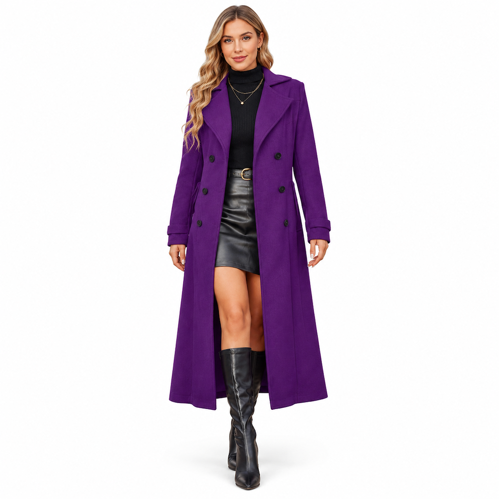 ✨ Elegant Commuter Coat: Women's Textured Double-Breasted Longline Coat ☕