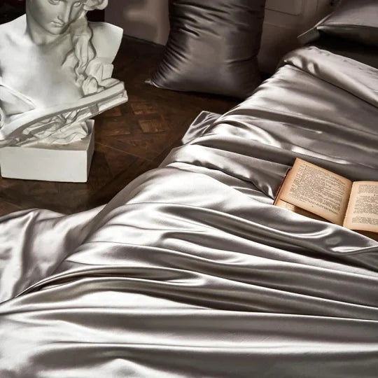 25 Momme Luxury Pure Mulberry Silk Bedding Set of 4(1x Quilt Cover + 1x Bedsheet + 2x Pillowcases)
