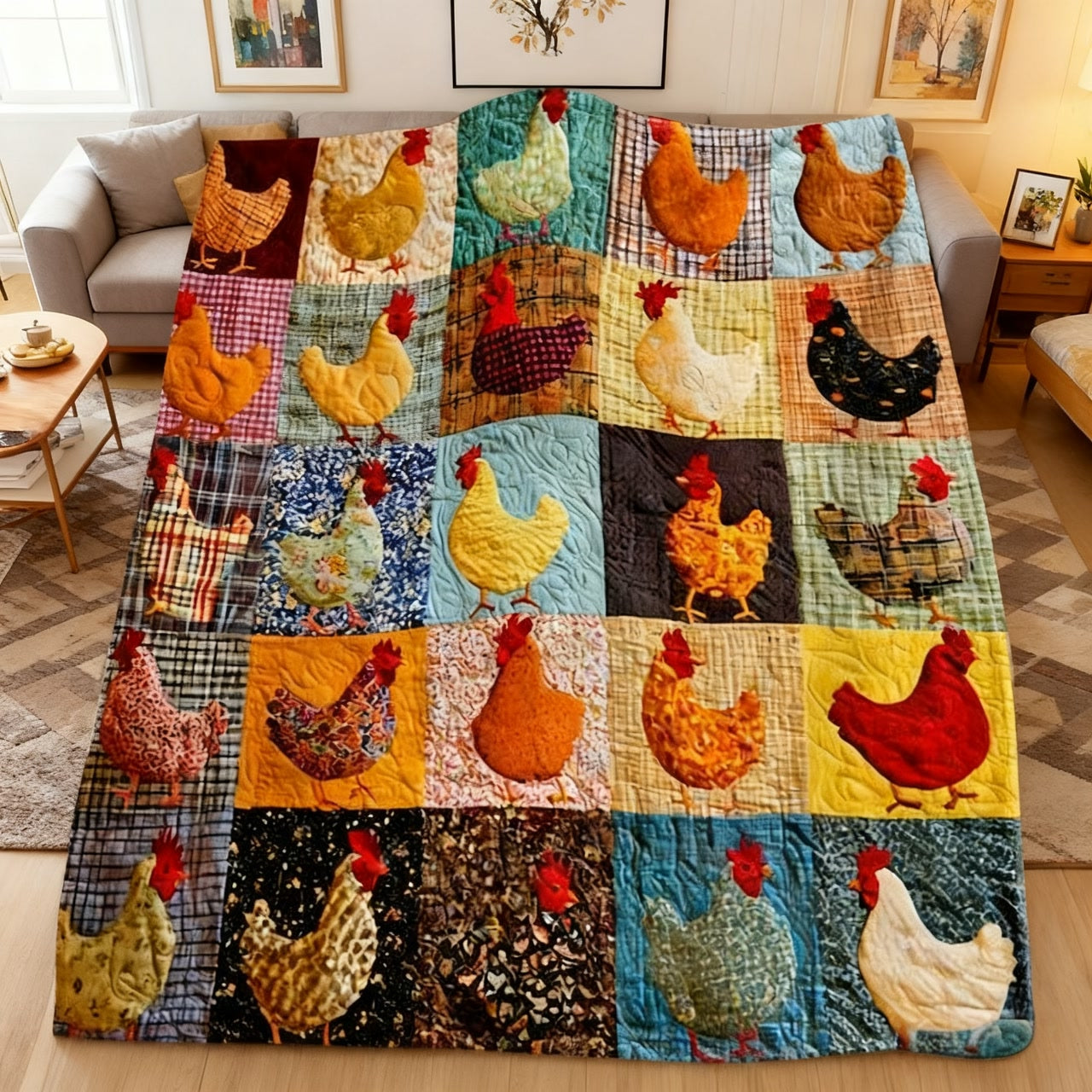 🎁🎄Christmas Sale - 49% Discount🐔Vintage Flannel Blanket with Chicken Pattern