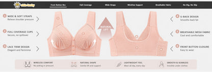 💥LAST DAY SALE ONLY $9.99!!💘CloudComfort™ Front-Button Cotton Bra – Breathable • Wire-Free • All-Day Support • Non-Padded & Skin-Friendly 🌿