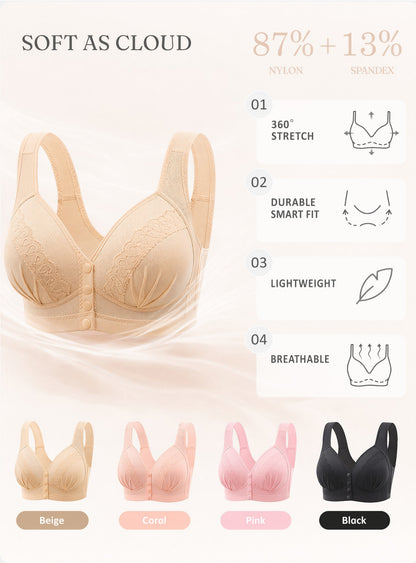 💥LAST DAY SALE ONLY $9.99!!💘CloudComfort™ Front-Button Cotton Bra – Breathable • Wire-Free • All-Day Support • Non-Padded & Skin-Friendly 🌿