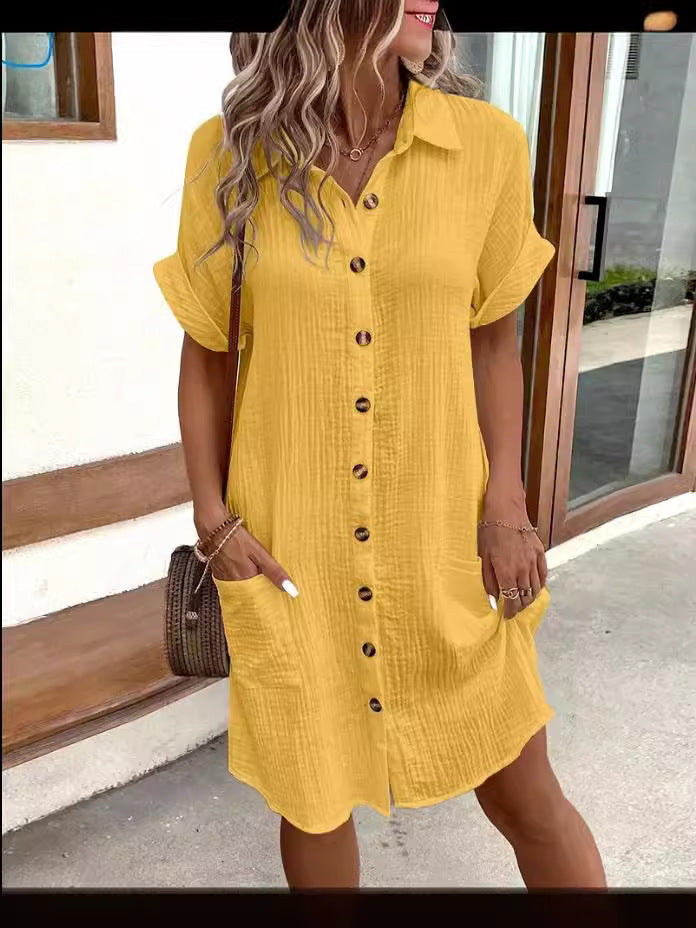 ⏳Time-Limited Special⏰Women’s Summer Midi Dress – Breezy, Flattering & Effortlessly Chic! Lightweight Button-Down with Pockets ☀️