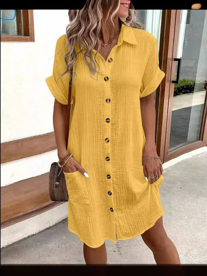 ⏳Time-Limited Special⏰Women’s Summer Midi Dress – Breezy, Flattering & Effortlessly Chic! Lightweight Button-Down with Pockets ☀️