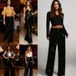 🎅Women's Sequin Sparkle Wide Leg Pants with Elastic Waistband