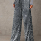 🎅Women's Sequin Sparkle Wide Leg Pants with Elastic Waistband
