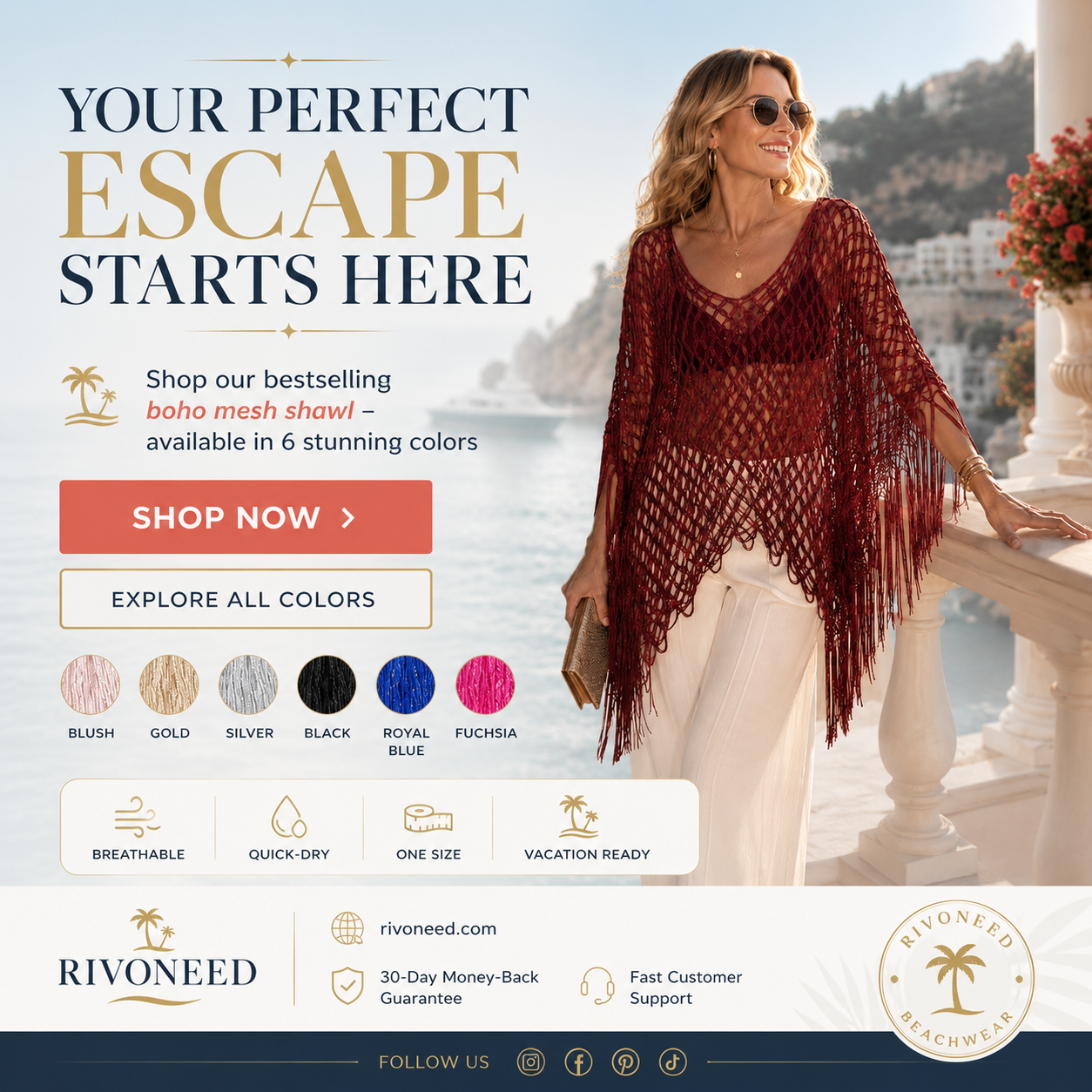 🏆 Last Day Special Price 💲9.99! 💐Summer Metallic Crochet Cover-Up – Lightweight, Flowy & Effortlessly Stylish summer outfit