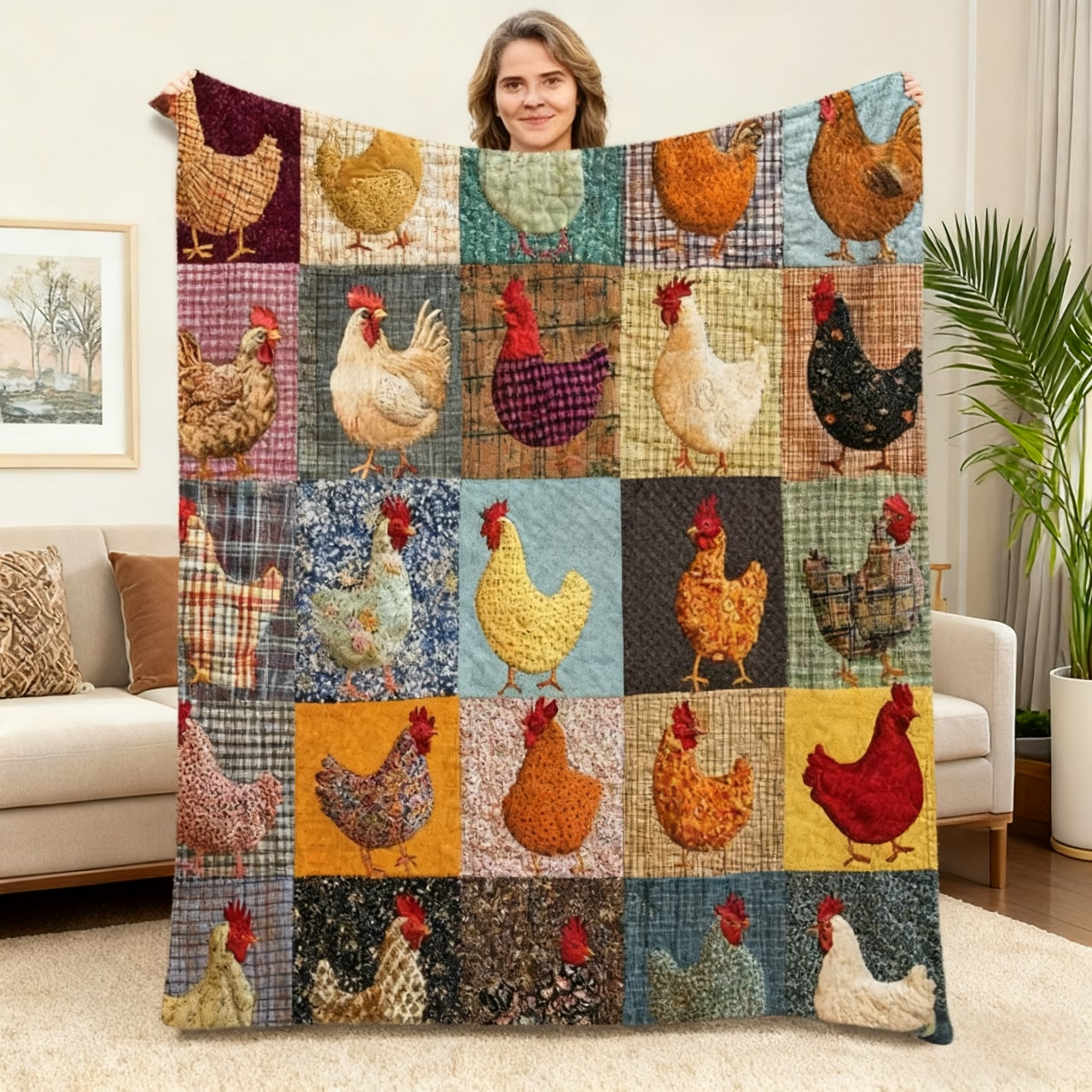 🎁🎄Christmas Sale - 49% Discount🐔Vintage Flannel Blanket with Chicken Pattern