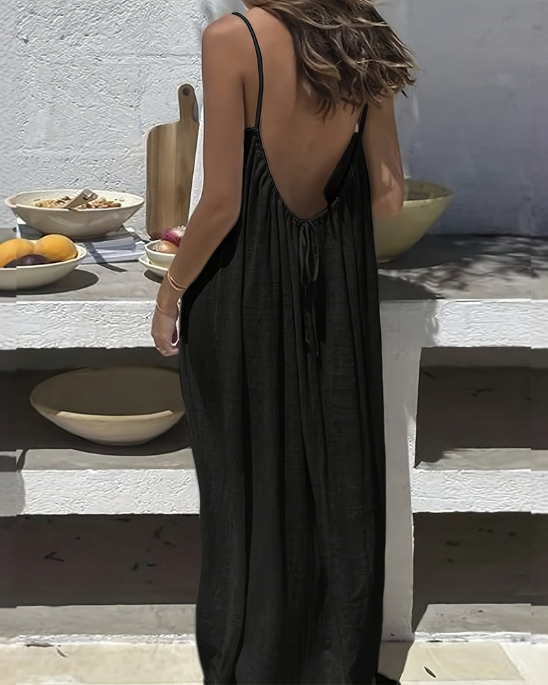 💃LAST DAY SAEL 50% OFF!!✨Women's Solid Color Cami Lounge Dress💕Delivered within 5 working days