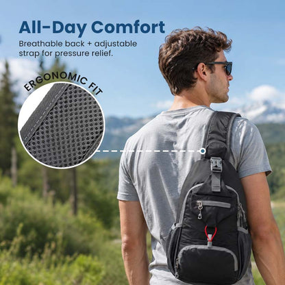 🎒 50% OFF NOW! 💧Unisex Outdoor Sling Crossbody Bag – Multi-Pocket, Water-Resistant, Breathable Back 🌦️