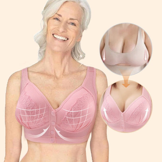 💥LAST DAY SALE ONLY $9.99!!💘CloudComfort™ Front-Button Cotton Bra – Breathable • Wire-Free • All-Day Support • Non-Padded & Skin-Friendly 🌿