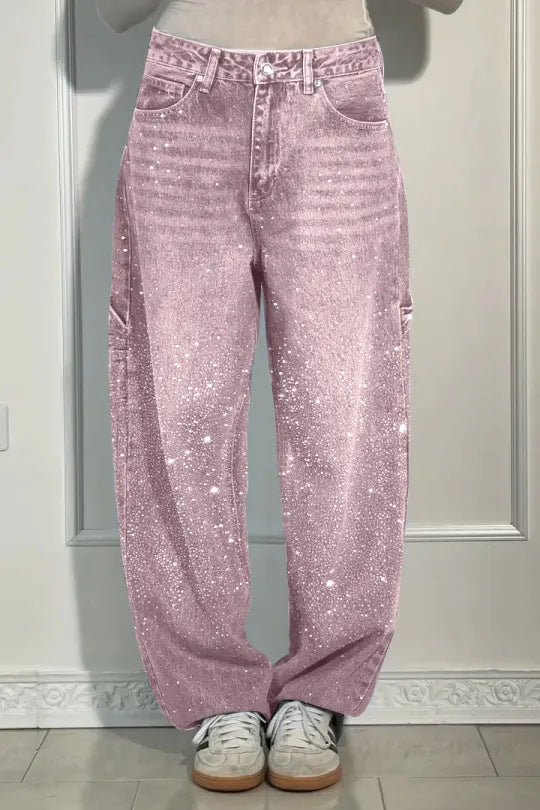 🔥Limited-time offer-Rhinestone-Embellished Straight-Leg Jeans