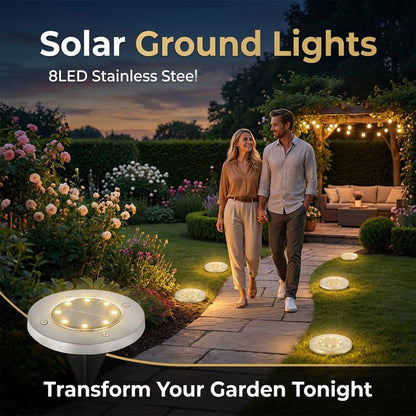 🔥Stainless steel solar-powered ground light with 8 LED bulbs