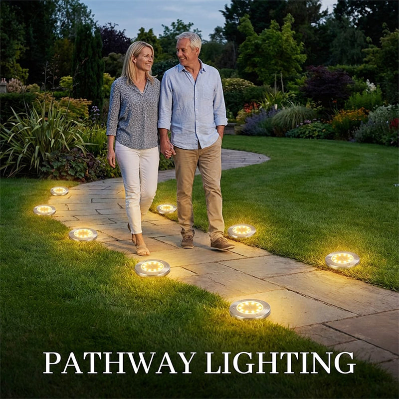 🔥Stainless steel solar-powered ground light with 8 LED bulbs