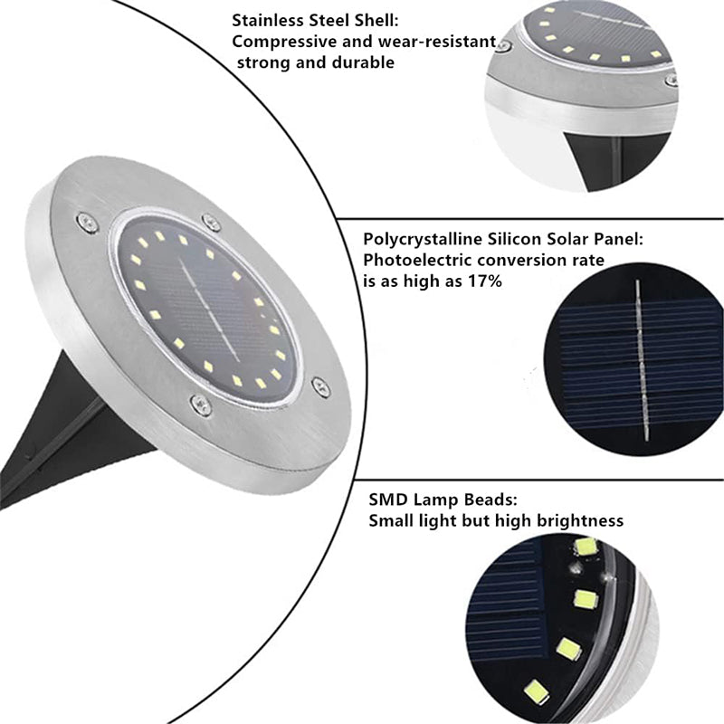 🔥Stainless steel solar-powered ground light with 8 LED bulbs