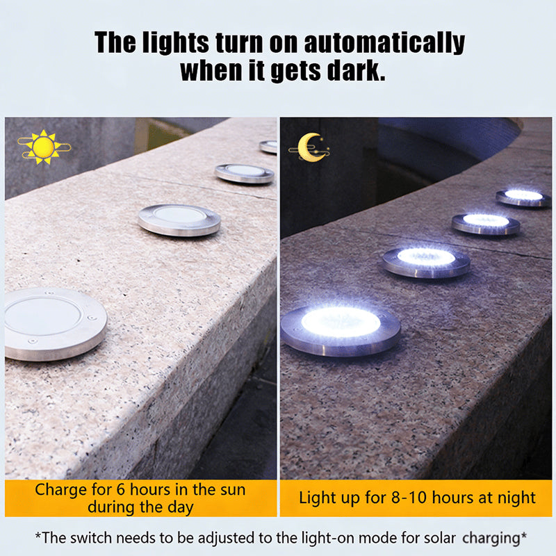 🔥Stainless steel solar-powered ground light with 8 LED bulbs