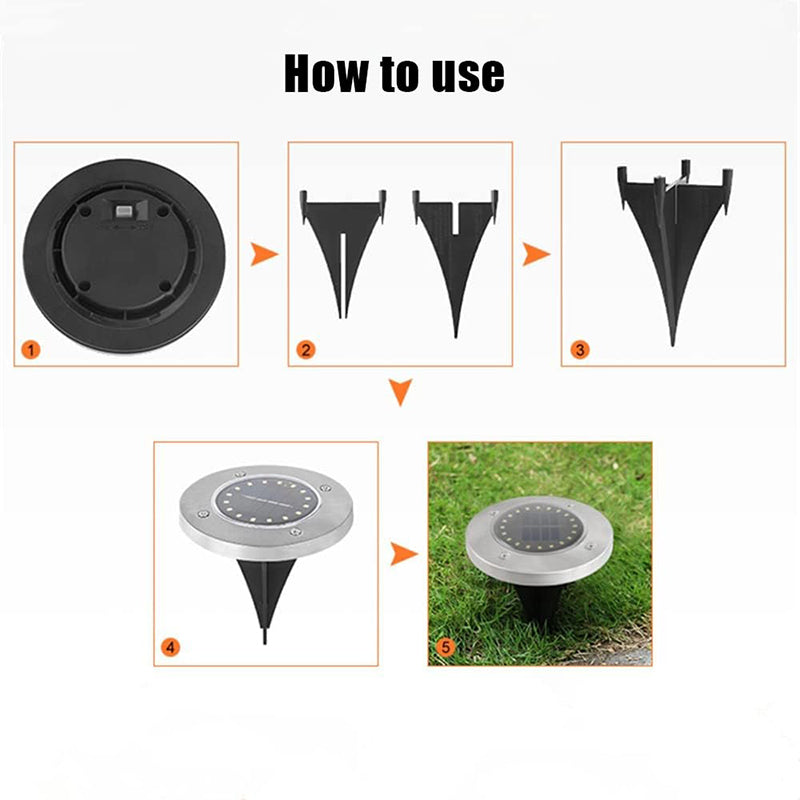 🔥Stainless steel solar-powered ground light with 8 LED bulbs